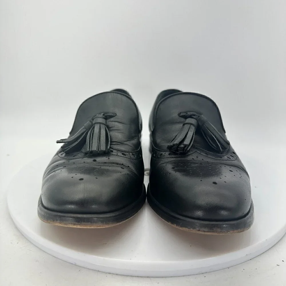 Salamander France Men Size 7.5 EU 40 Tasseled Loafer Slip On Shoes Black Leather